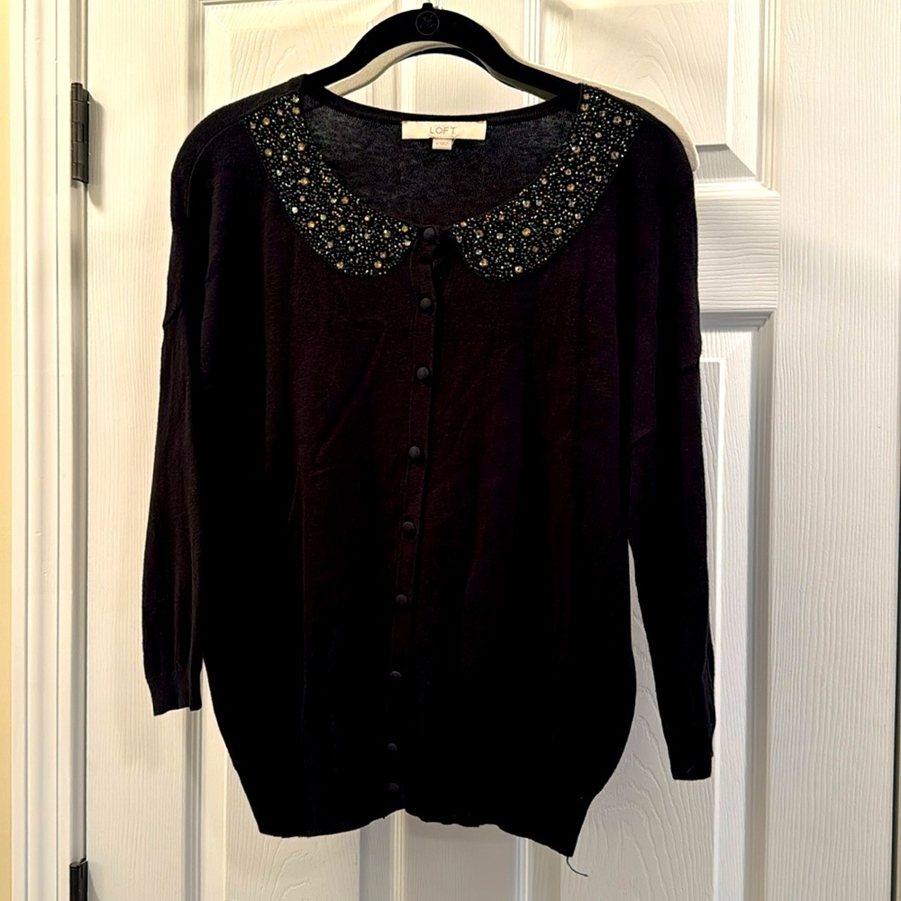 Loft size Medium 3/4 length sleeves black sweater